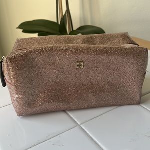 Kate Spade Medium Davie - rose gold glitter makeup bag